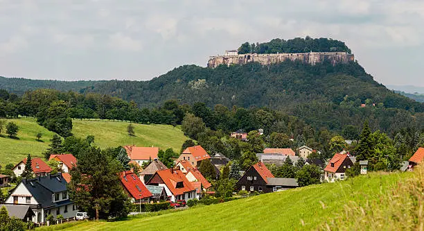 Panorama view on Konigstein, Port Koenigstein, Saxony, Germany