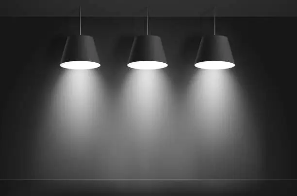 Vector illustration of Black ceiling lamps. Vector