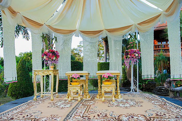 istock Front view of flowers decoration in thai wedding ceremony 538202375