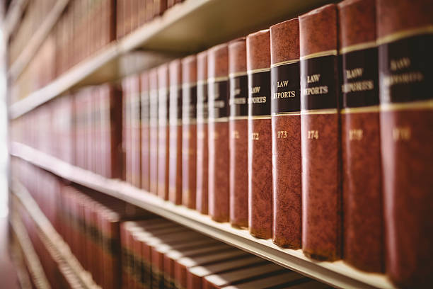 Close up of law reports stock photo