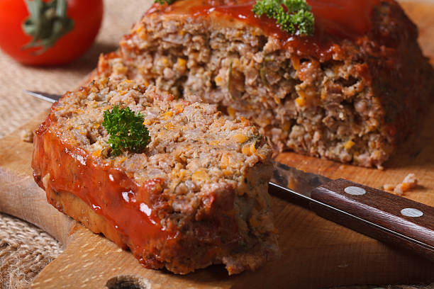 istock meatloaf with ketchup close-up on chopping board 538204573