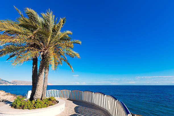 Altea beach balconade typical white Mediterranean village Alicante of Spain