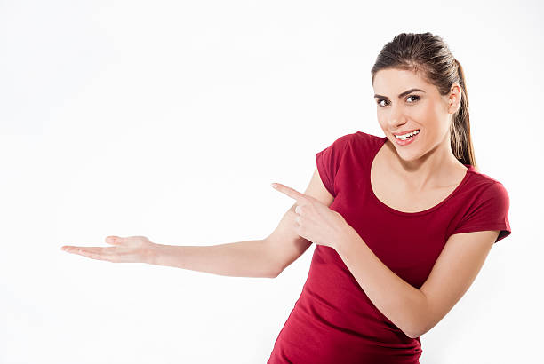 istock Woman showing open hand palm with copy space 538205207