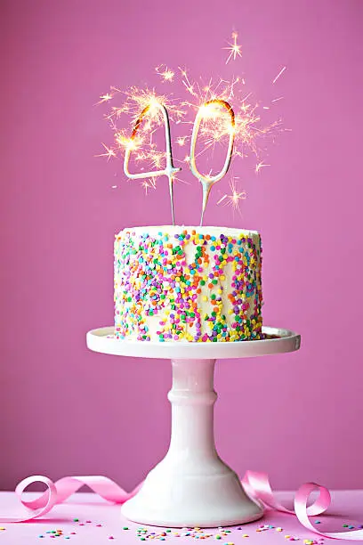40th birthday cake with sparklers