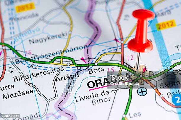 European Cities On Map Series Oradea Stock Photo - Download Image Now - 2015, Capital Cities, Cartography