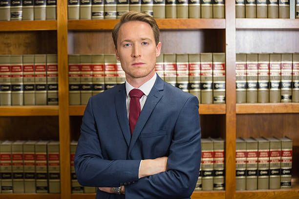 istock Lawyer frowning in the law library 538235827