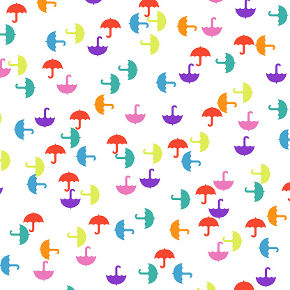 Little Colorful Umbrellas on White background