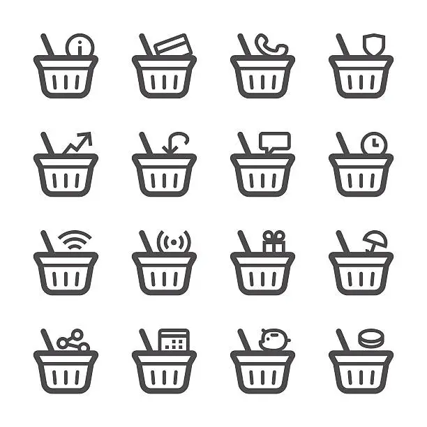 Vector illustration of Shopping Baskets Icons set 2 | Stroke Series