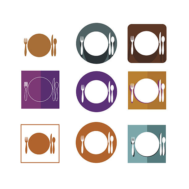 Plate, fork, spoon and plate Food & Restaurant Icon vector art illustration
