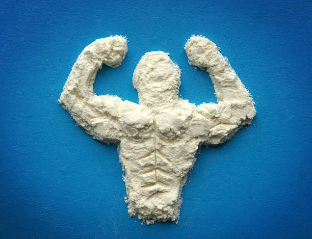 Supplements for bodybuilders, sportmans and healthy eating. male body from protein powder. Supplements for bodybuilders, sportmans and healthy eating. amino acid photos stock pictures, royalty-free photos & images