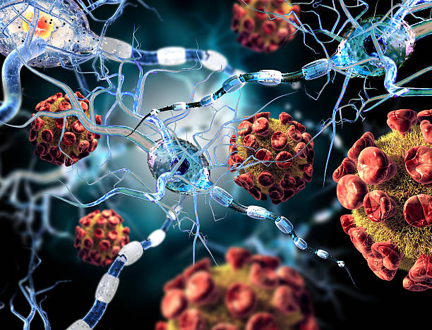 nervo ataque de vírus células, conceito para doenças neurologic cirurgia cerebral. - neurologic - fotografias e filmes do acervo