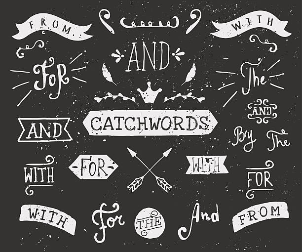 ilustrações de stock, clip art, desenhos animados e ícones de mão desenhada chalkboard catchwords - crown black banner white