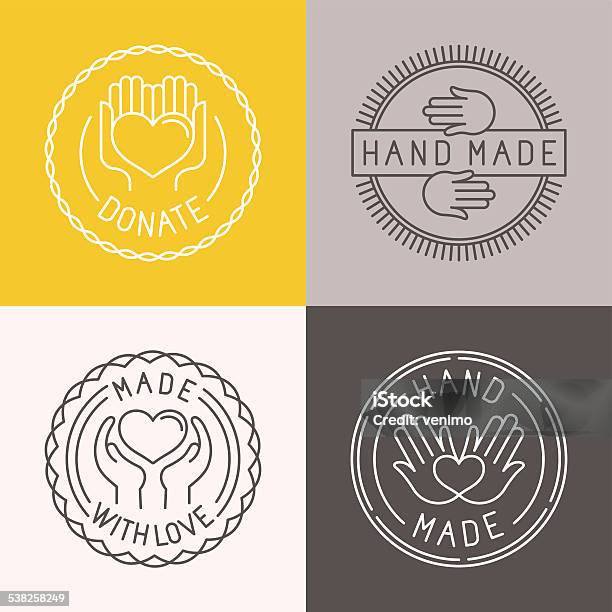 Vector Hand Made Labels And Badges Stock Illustration - Download Image Now - Craft, Homemade, Icon Symbol