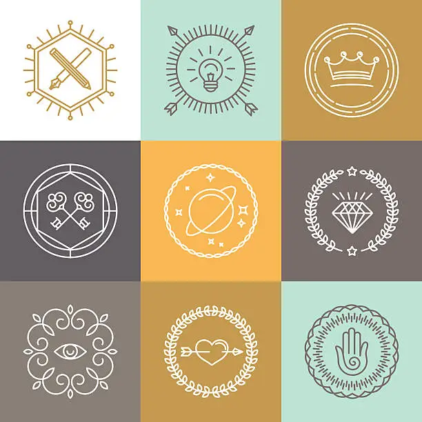 Vector illustration of Vector abstract hipster signs and logo design elements