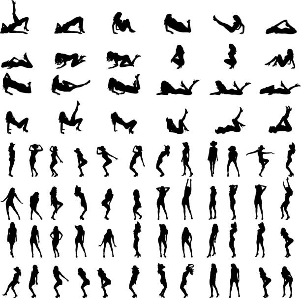 Vector silhouettes of sexy women. vector art illustration