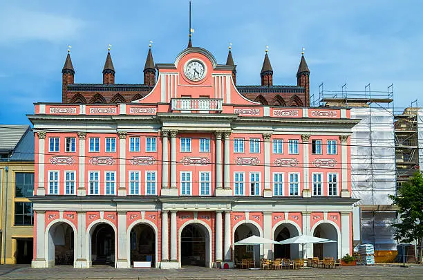 View of City Hall in Rostock. Mecklenburg Western Pomerania, Germany