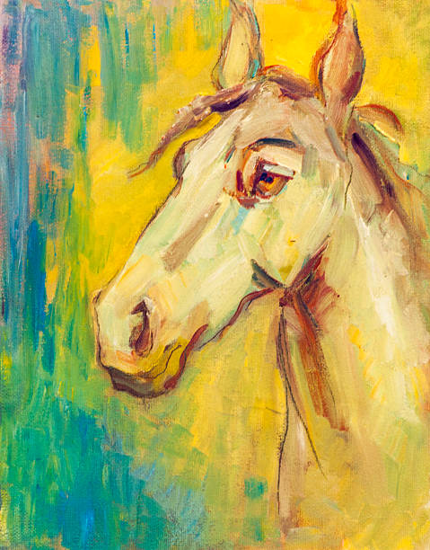 istock Original oil painting on canvas.Arabian horse portrait 538259993