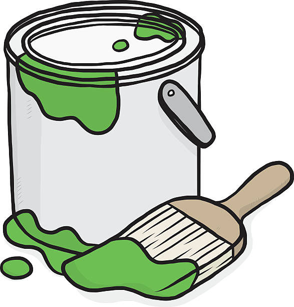 Cartoon Green Color In A Paint Bucket With Brush Illustrations,  Royalty-Free Vector Graphics & Clip Art - iStock