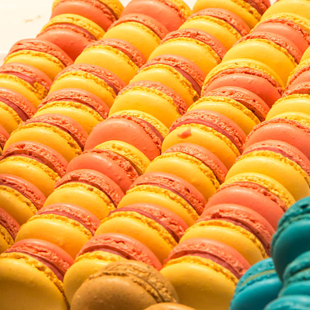 istock traditional french colorful macarons in a rows 538261883