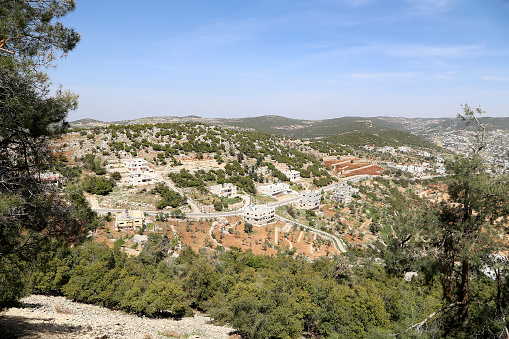 Landscape view from above with Ajloun fort, Jordan