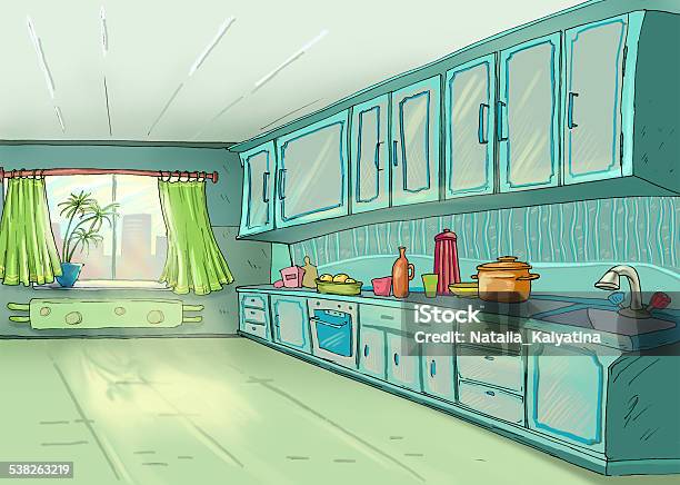 Kitchendining Room Sunlight Stock Illustration - Download Image Now - 2015, Architecture, Beauty