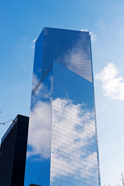 istock Skyscrapers from ground view with blue sky visible 538263653