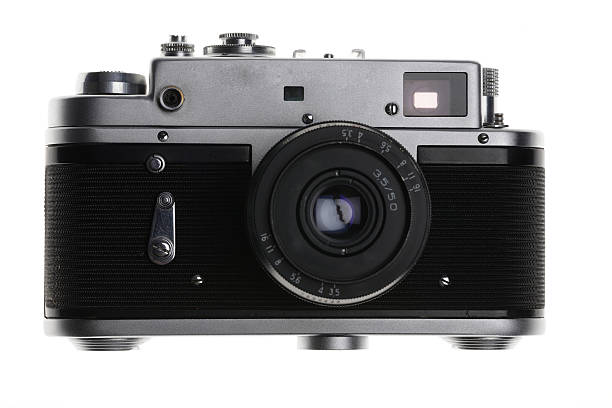 istock Old film photo camera isolated on white background 538277173