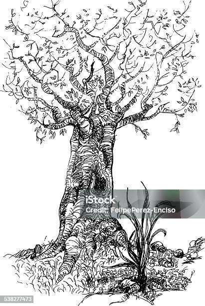 Tree In Autumn Autumn Tree Stock Illustration - Download Image Now - 2015, Allegory Painting, Ancient