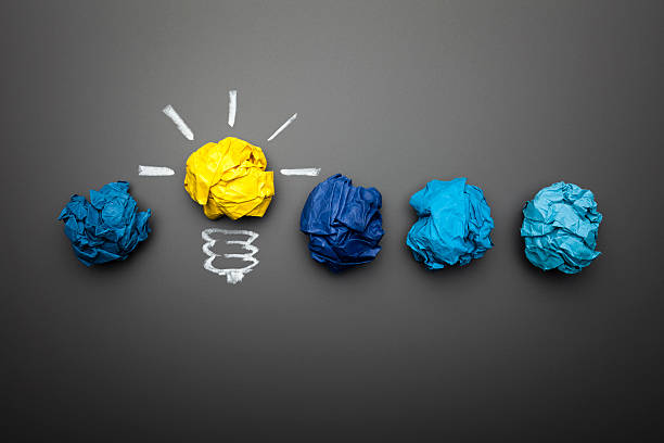 Light Bulb Crumpled Paper On Blackboard Idea Concept Background Stock Photo  - Download Image Now - iStock
