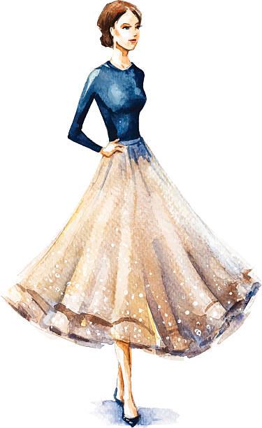 istock fashion illustration, watercolor sketch. Vector illustration. 538279379