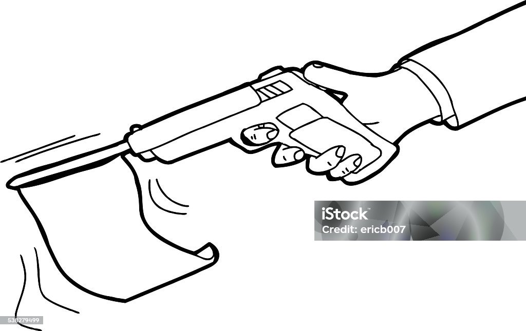 Outlined Flag in Gun Outlined cartoon of flag shooting out of gun Toy Gun stock vector