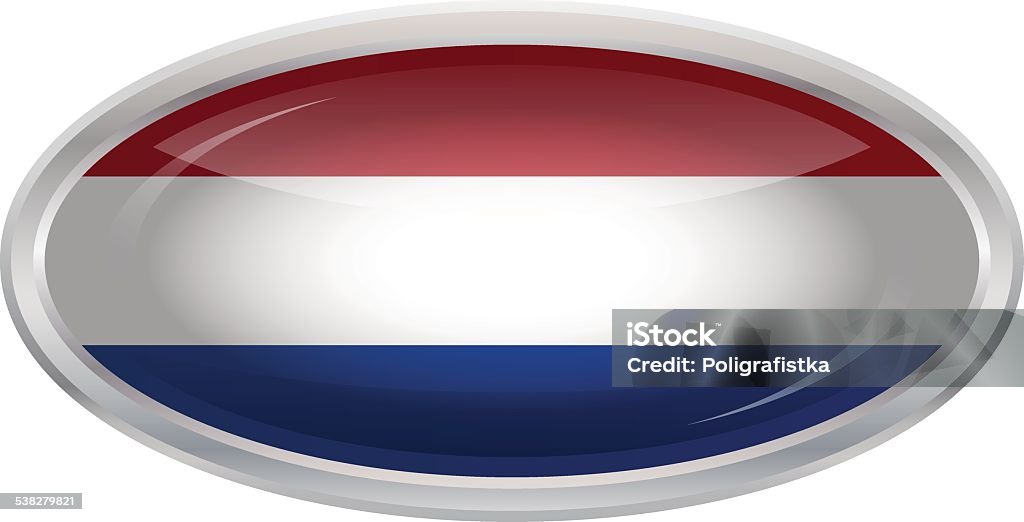 Glossy Button - Flag of Netherlands 2015 stock vector