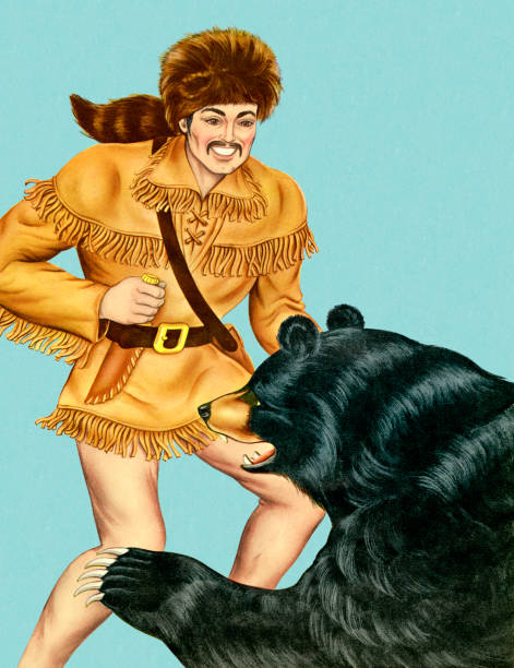 pantless man and bear - pantless stock illustrations