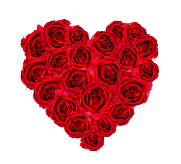 istock Beautiful red rose heart shape isolated on white background 538301673