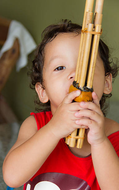 little boy blowing reed mouth organ little boy blowing  reed mouth organ (kind of reed mouth organ in northeastern Thailand) karlheinz böhm stock pictures, royalty-free photos & images