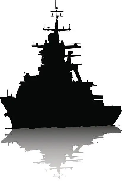 Vector illustration of Military ship