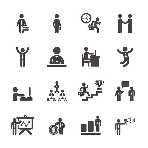business people working action icon set, vector eps10 vector art illustration