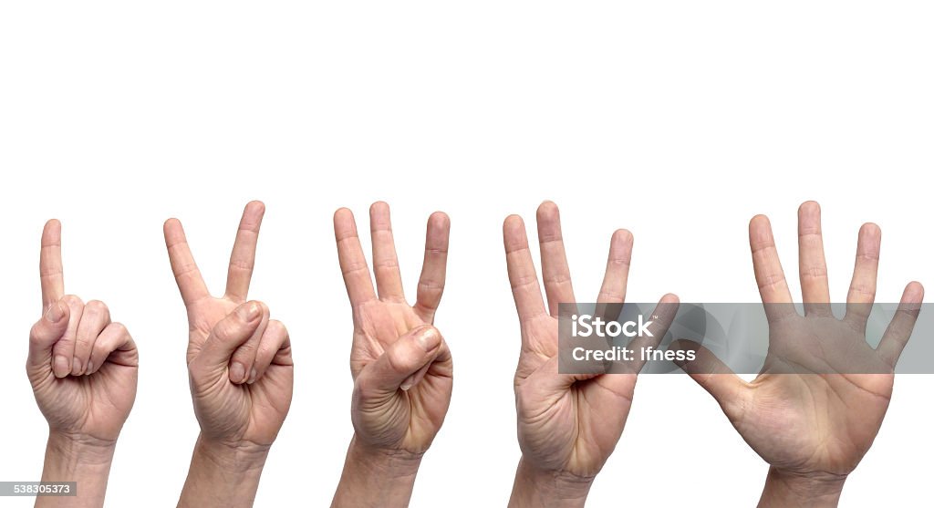 Gestos con las manos recuento de 1 a 5 - Foto de stock de Un solo objeto libre de derechos