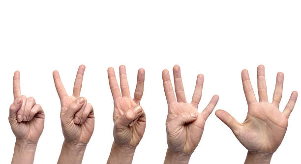 gesti delle mani a partire da 1 a 5 - second skin foto e immagini stock