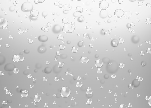 Water bubbles filtered to gray. Abstract bubbles on Gray water background