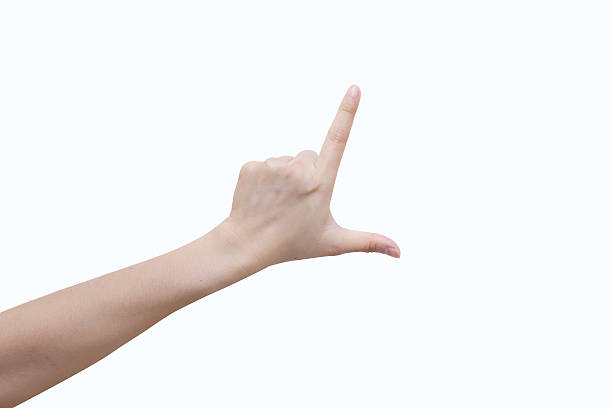istock female hand touching or pointing in white background 538306319