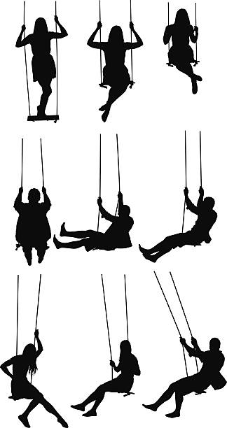 stockillustraties, clipart, cartoons en iconen met activity on the swing - schommel