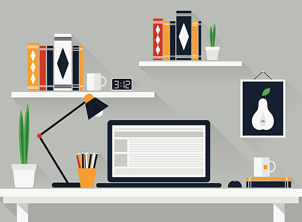 Flat Work Space Flat Work Space desk stock illustrations