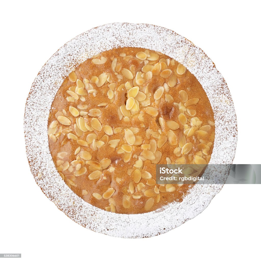 Large bakewell tart on a white background. 2015 Stock Photo