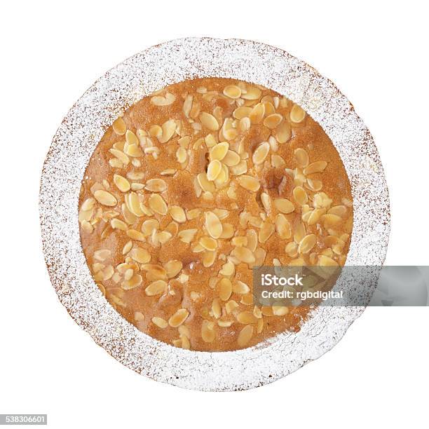 Large Bakewell Tart On A White Background Stock Photo - Download Image Now - 2015, Bakewell, Cake