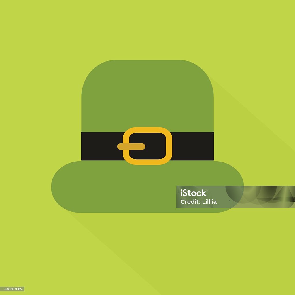 Flat Style Icon with Long Shadow. Green St. Patrick's Flat Style Icon with Long Shadow. Green St. Patrick's Day hat. Icon for holiday design 2015 stock vector