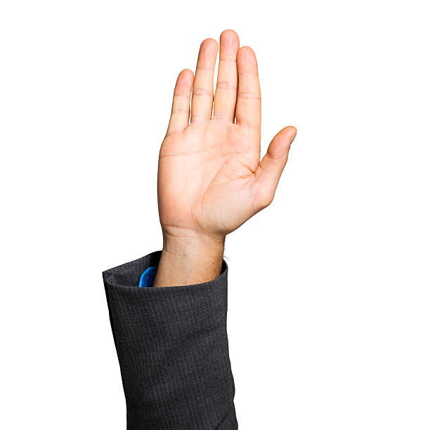 istock Businessman hand raised isolated on white 538321637