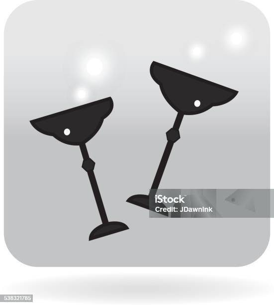 Royalty Free Art Deco New Years Champagne Icon In Grey Stock Illustration - Download Image Now