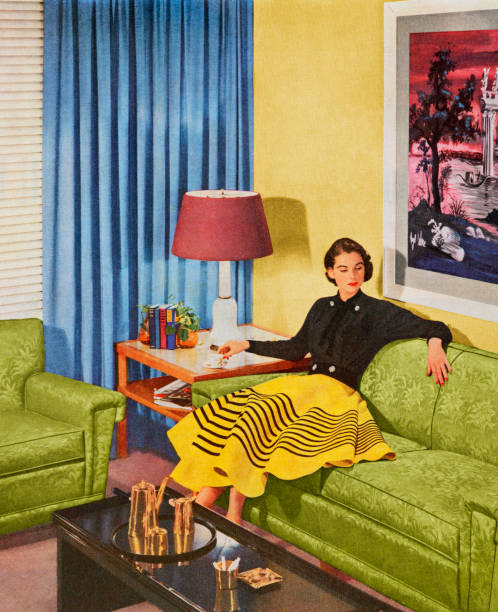 Woman Sitting in a Living Room http://csaimages.com/images/istockprofile/csa_vector_dsp.jpg upholstered armchairs stock illustrations