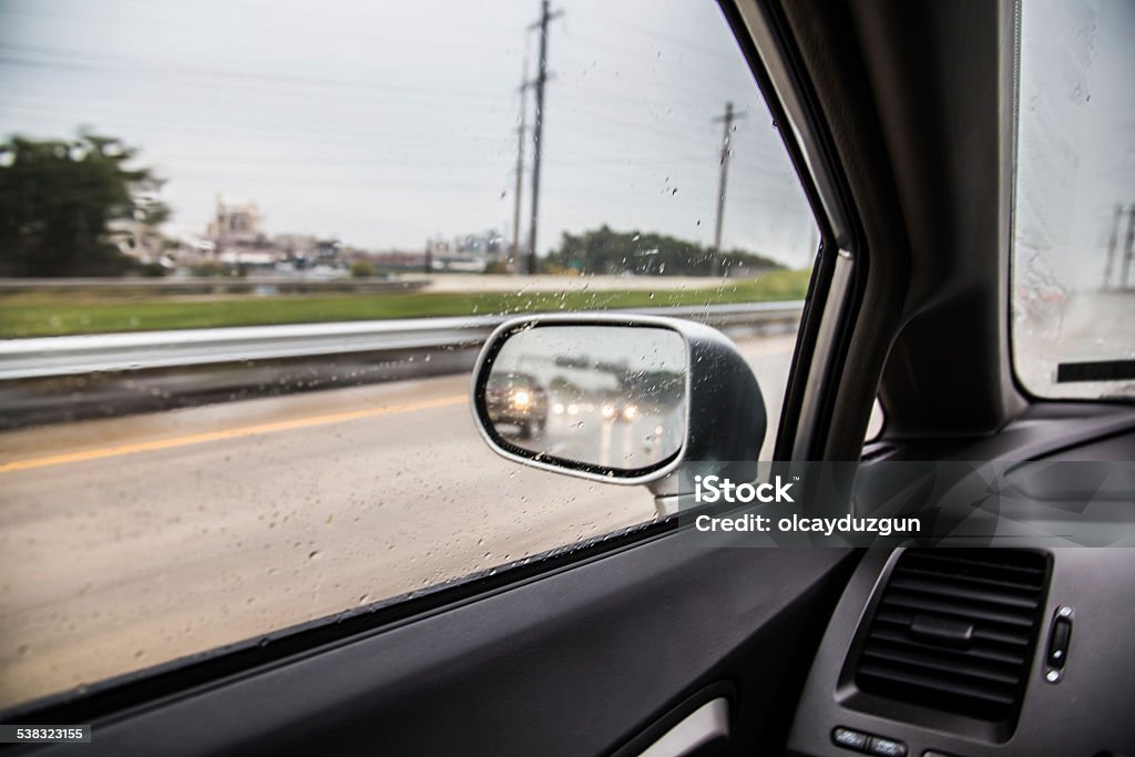 Rainy Day on Highway Car Stock Photo